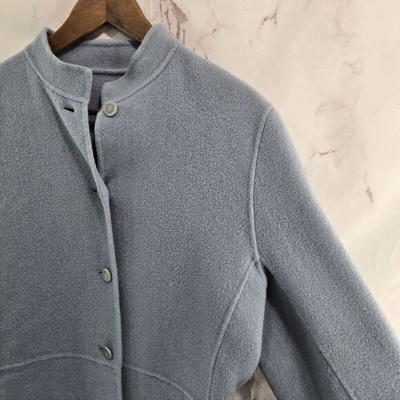 Eileen Fisher Jacket Womens Medium Blue Boiled Wool Cashmere Felted Coat Mock - Picture 7 of 8